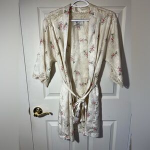 Vintage FAYE O’Bryan Brothers Retro Lace SleepWear Sz S Floral  Elegant Kimono